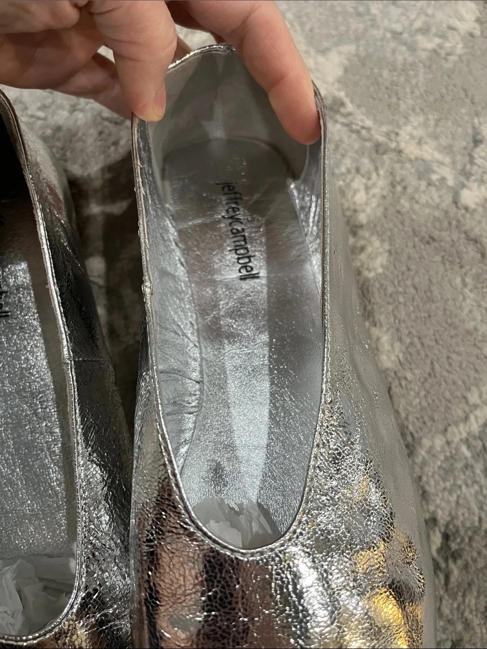 Jeffrey Campbell ROMP Flat Metallic Silver Slip-On Loafers